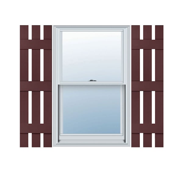 Ekena Millwork 12-in. W x 55-in. H Mid-America Vinyl, Standard Size Three Board Spaced Shutters, 167 - Bordeaux, PR 00031255167 - main